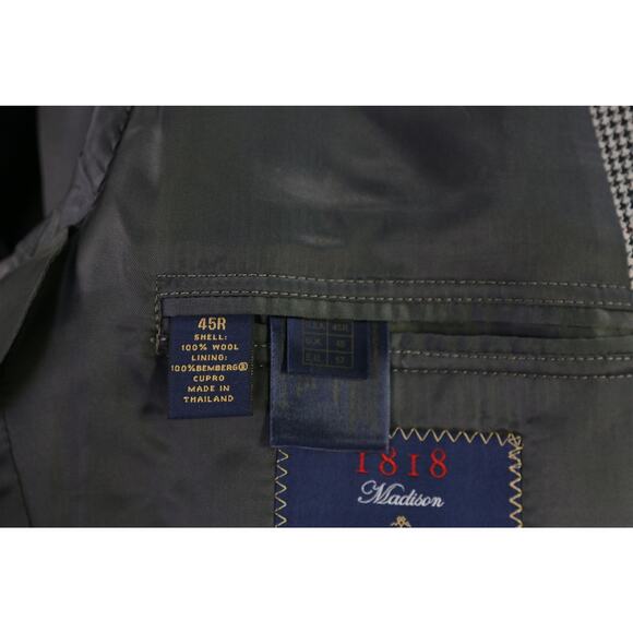 Brooks Brothers Gray Black Red Windowpane Wool Fleece Sportcoat Blazer 45R - Picture 9 of 10